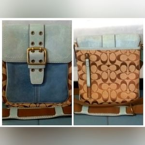 NWOT COACH BLUE LOGO SUEDE CROSSBODY BAG